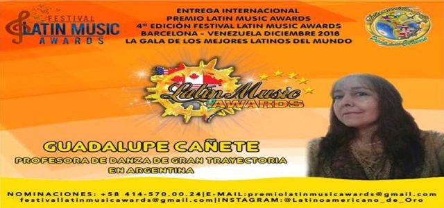 LILIANA DE GUADALUPE CAÑETE SERÁ GALARDONADA EN LOS “LATÍN MUSIC AWARDS” ESTE 1 DE DICIEMBRE