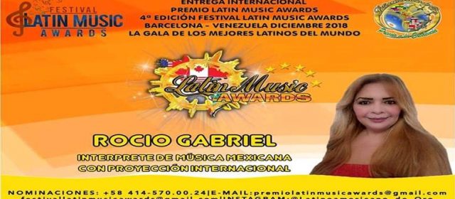 ROCIO GABRIEL NOMINADA A LOS LATÍN MUSIC AWARDS