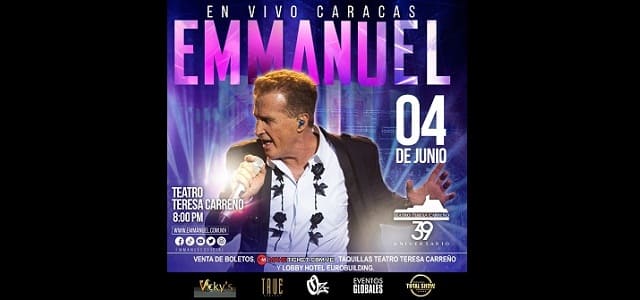 EMMANUEL VUELVE A VENEZUELA PARA PRESENTAR SU TOUR “TODA LA VIDA”